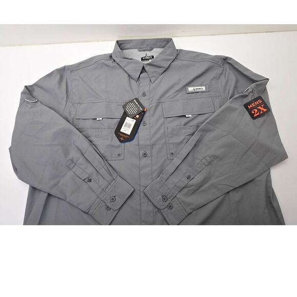 Habit Outdoor Fishing Shirt UV Protection Roll Up Long Sleeve Gray Men's 2XL - Picture 4 of 10